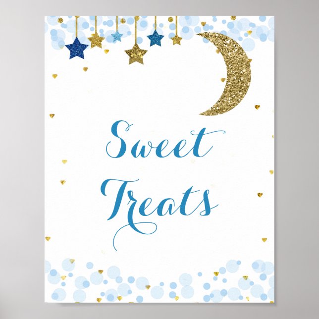 Glitter blue moon watercolor Sweet Treats sign (Front)