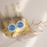Glitter Blue Thank You Dreamy Wedding  Classic Round Sticker<br><div class="desc">These modern watercolor blue thank you wedding favour stickers are perfect for a stylish contemporary wedding reception. The minimalist,  classic and elegant design collection features simple water colour paint brush strokes in pretty jewel tones.  These stickers can be used for a wedding reception,  bridal shower,  or any event!</div>