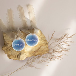 Glitter Blue Thank You Dreamy Wedding Classic Round Sticker