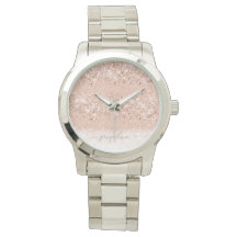 Glitter Blush Pink Rose Gold Monogram