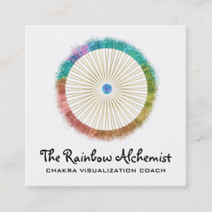 *~* Glitter  Boho Gold Sacred Geometry Chakra Square Business Card