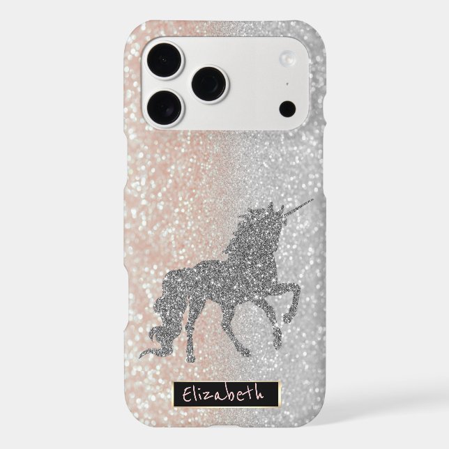 Glitter Bokeh Ombre,Silver Glitter Unicorn (Back)