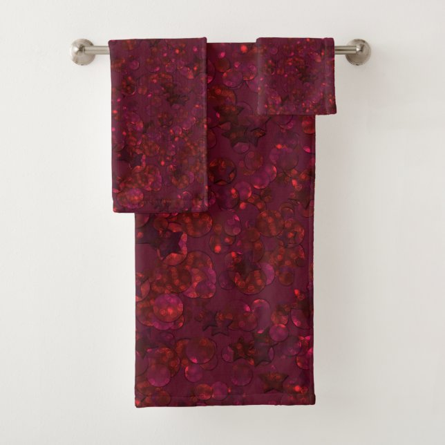 Glitter bokeh sparkle print bath towel set (Insitu)