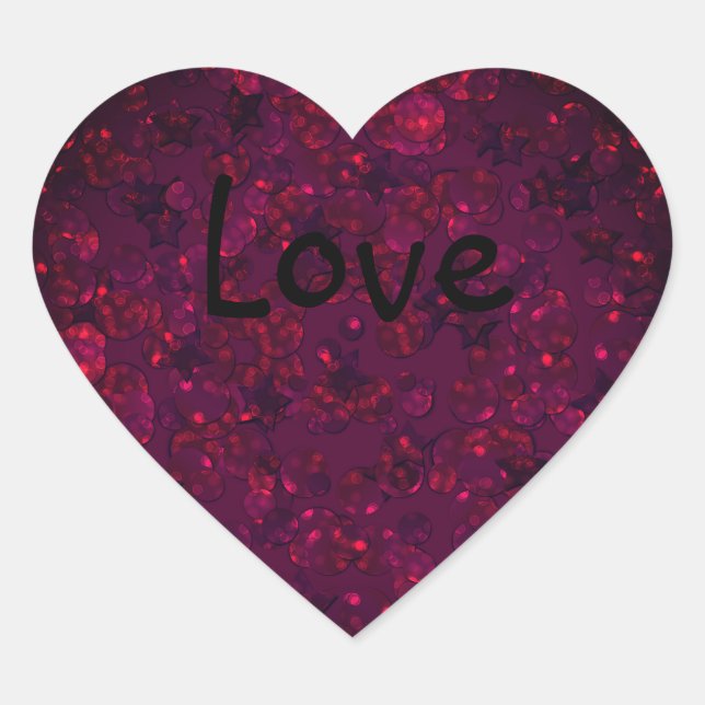 Glitter bokeh sparkle print heart sticker (Front)