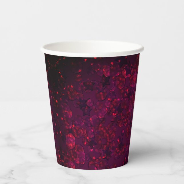 Glitter bokeh sparkle print heart sticker paper cups (Back)