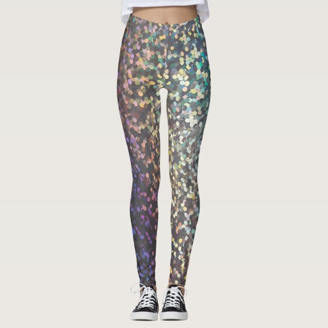 Glitter bokeh sparkle print leggings (Front)