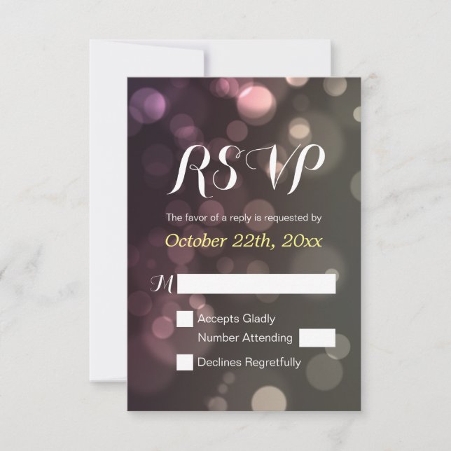 Glitter Bokeh Sparkle Wedding Bridal Shower RSVP Card (Front)