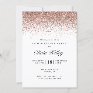 Glitter Border Birthday, Rose Gold Invitation