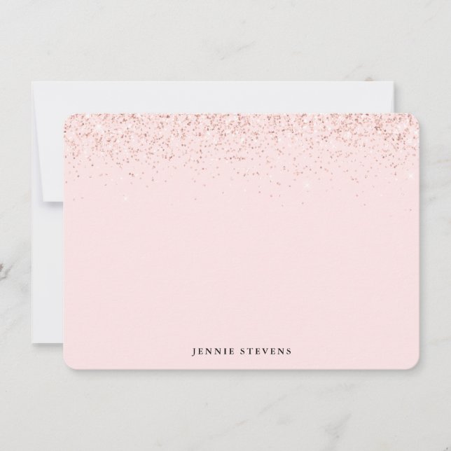 Glitter Border, Blush Pink Personalised Card (Front)