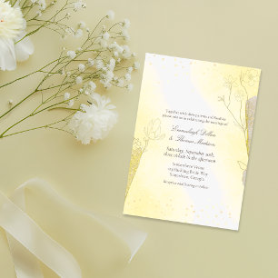 Glitter Botanical Radiant Yellow Wedding Invitation