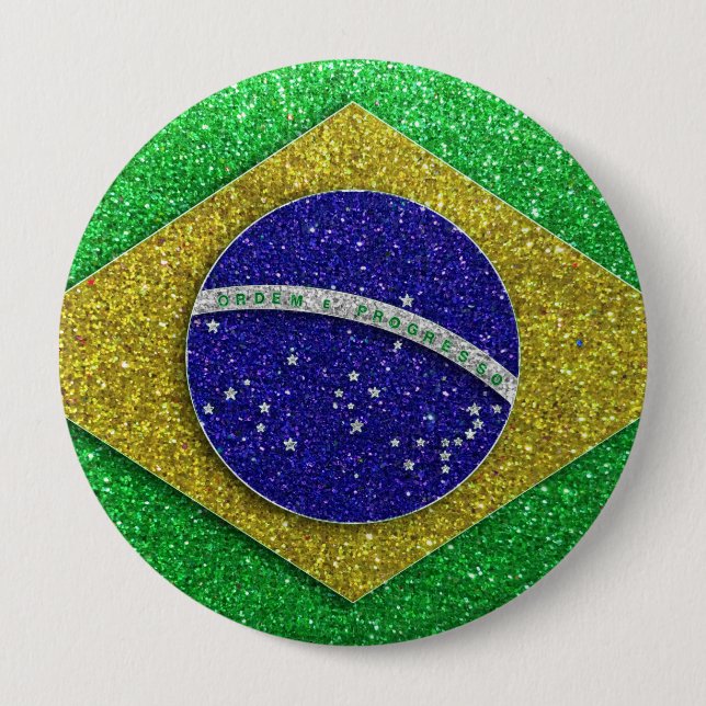 Glitter Brazilian Flag of Brazil Fashion Bling 10 Cm Round Badge (Front)