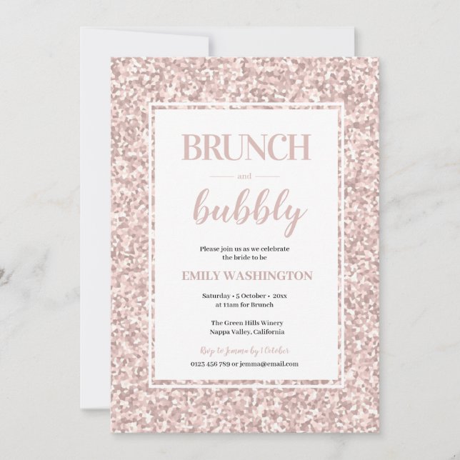 Glitter Bridal shower Brunch & Bubbly Invitation (Front)