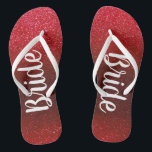 Glitter Bride Beach Wedding Summer Honeymoon Flip  Jandals<br><div class="desc">Faux glitter design is beautiful and perfect for a summer beach honeymoon getaway. Bold white text reads "Bride" on both sandals. Available in several sparkly colours.</div>