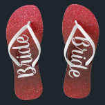 Glitter Bride Beach Wedding Summer Honeymoon Flip  Jandals<br><div class="desc">Faux glitter design is beautiful and perfect for a summer beach honeymoon getaway. Bold white text reads "Bride" on both sandals. Available in several sparkly colours.</div>