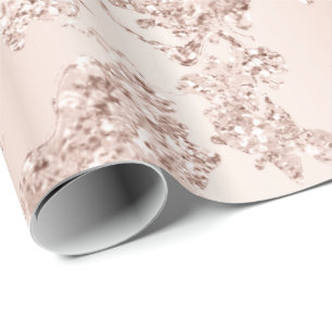 Glitter Bride Elegant Blush Rose Gold Spark Glam Wrapping Paper