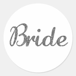 Glitter Bride Silver Classic Round Sticker