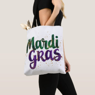 Glitter Brushstroke Mardi Gras Tote Bag