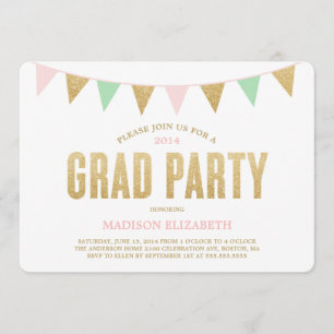 Glitter Bunting   Graduation Party Invitation