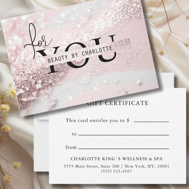 GLITTER BUSINESS GIFT CERTIFICATE | for you (PERSONALIZED BUSINESS GIFT CERTIFICATE | Glitter.)