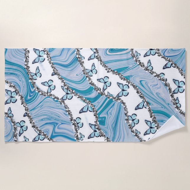 Glitter Butterfly Beach Towel (Front)