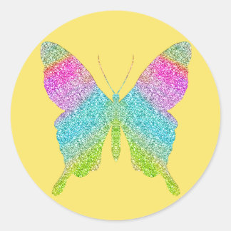 Glitter Butterfly -Choose your background colour! Classic Round Sticker