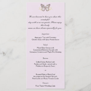 Glitter Butterfly on Lavender Wedding Menu