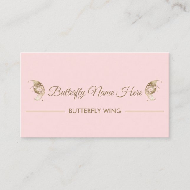 Glitter Butterfly Wings Decor Gold Business Card (Front)