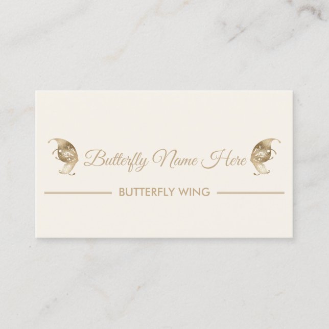 Glitter Butterfly Wings Swirl Gold Business Card (Front)