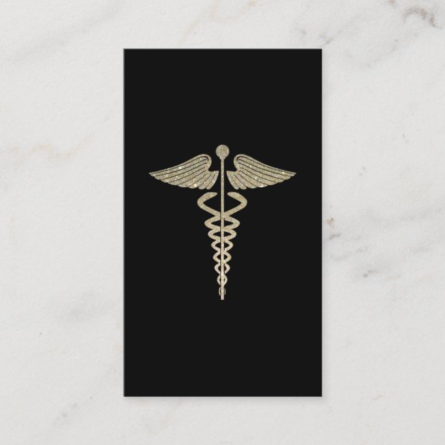 Glitter Caduceus Symbol Business Card (Front)