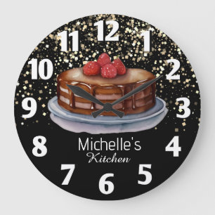 Glitter Cake Baker Pastry Chef Personalised Large Clock