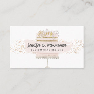 Glitter Cake Floral Bakery Pastry Patisserie Business Card
