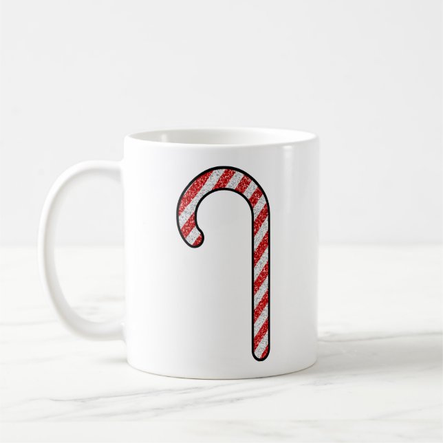 Glitter Candy Cane Coffee Mug (Left)