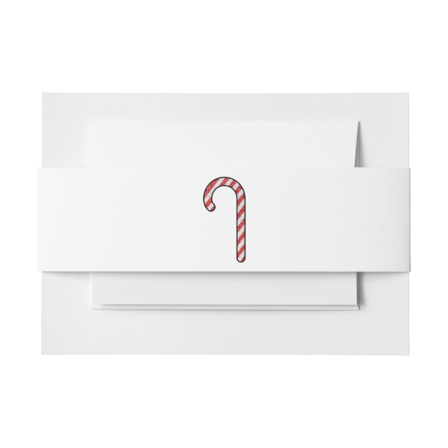 Glitter Candy Cane Invitation Belly Band (Front Example)
