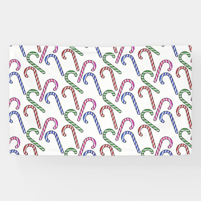 Glitter Candy Cane Pattern Banner (Horizontal)