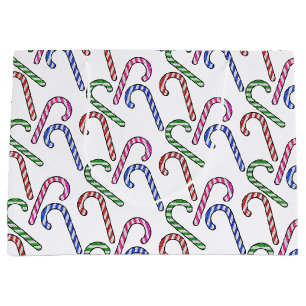 Glitter Candy Cane Pattern Large Gift Bag
