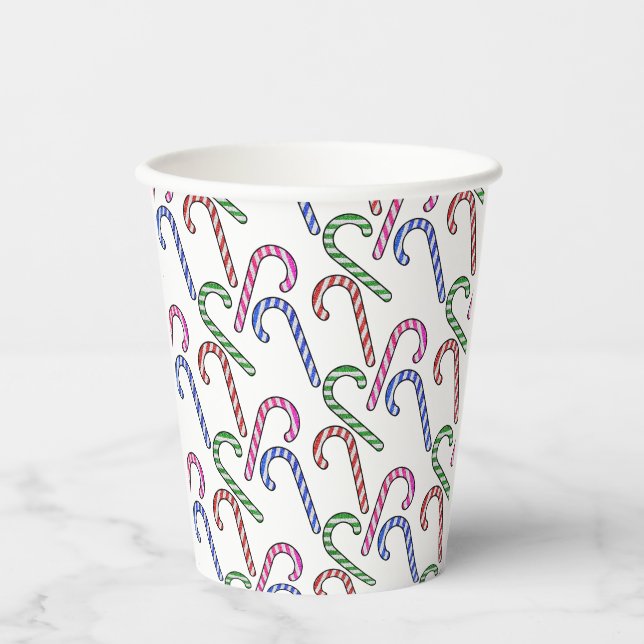 Glitter Candy Cane Pattern Paper Cups (Front)