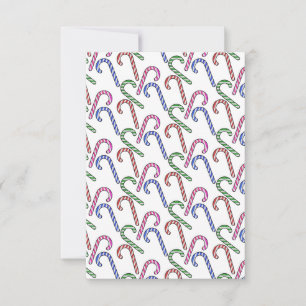 Glitter Candy Cane Pattern Thank You Card