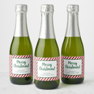 Glitter Candy Cane Striped Company Sparkling Wine Label
