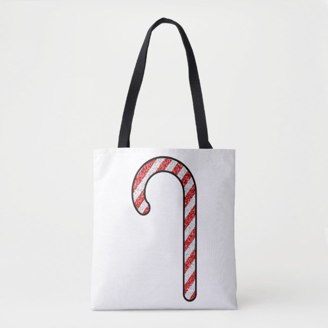 Glitter Candy Cane Tote Bag (Front)