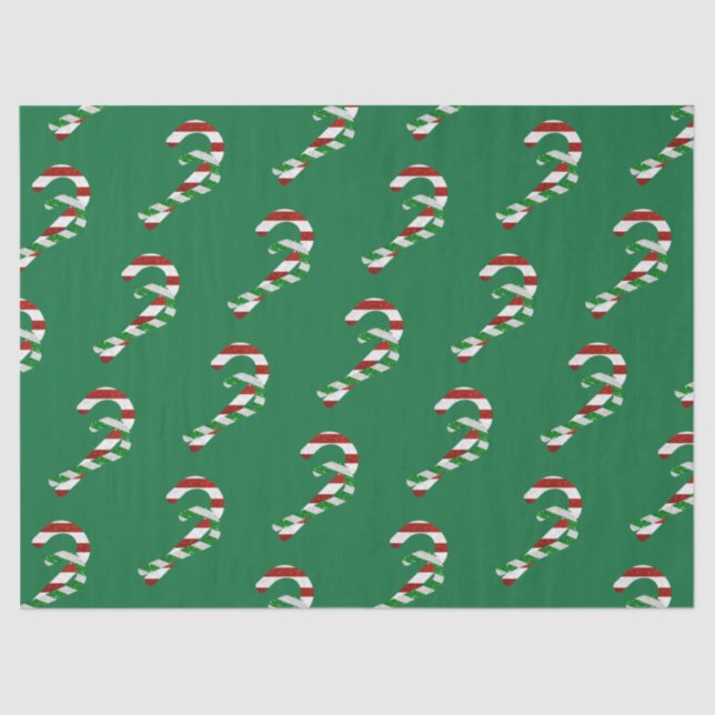 Glitter Candy Canes Tissue Paper (Front)