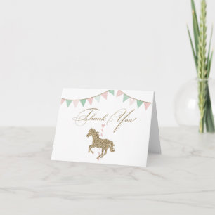 Glitter Carousel Horse   Thank You Card