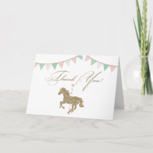 Glitter Carousel Horse Thank You Card