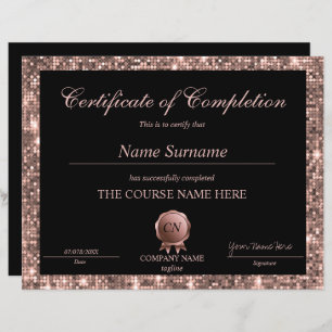 Glitter Certificate of Completion Award Diploma