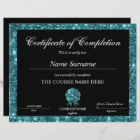 Glitter Certificate of Completion Award Diploma
