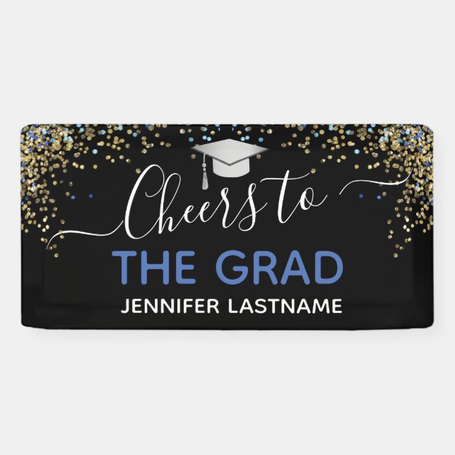 Glitter Cheers to the Grad Party Banner (Horizontal)