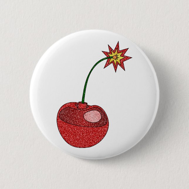 Glitter Cherry Bomb 6 Cm Round Badge (Front)