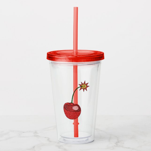 Glitter Cherry Bomb Acrylic Tumbler (Front)