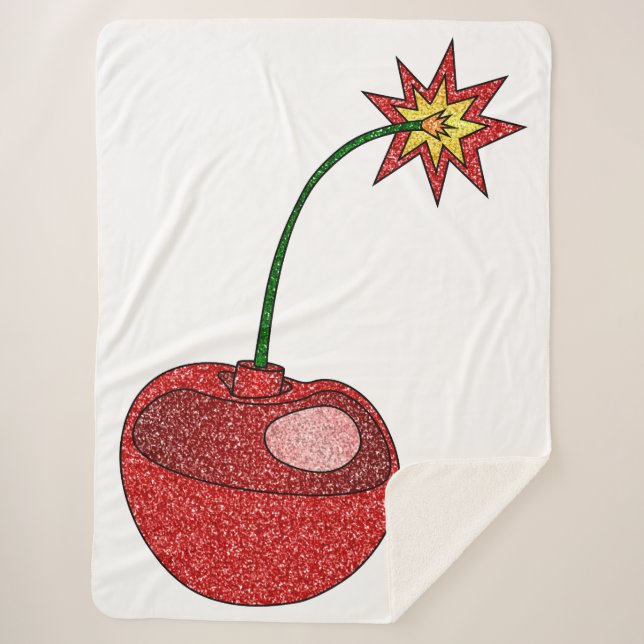 Glitter Cherry Bomb Sherpa Blanket (Front)