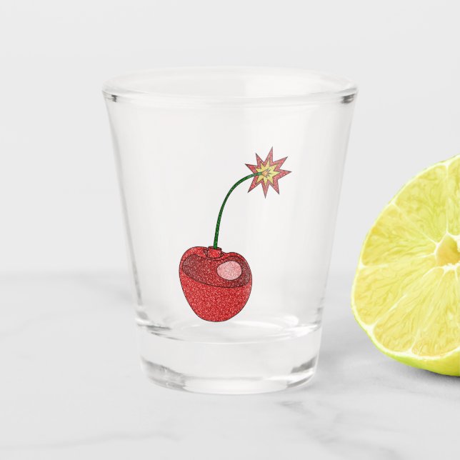 Glitter Cherry Bomb Shot Glass (Front)