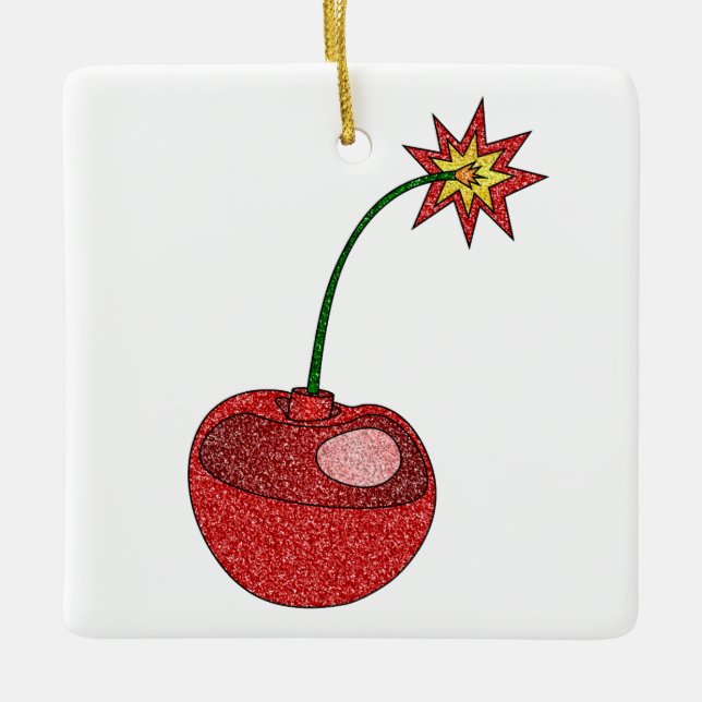 Glitter Cherry Bomb - Square Ornament  (Front)